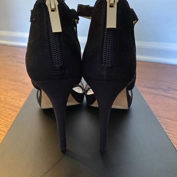 INC International Concepts Black Leather Fringe Heels - Picture 6 of 6